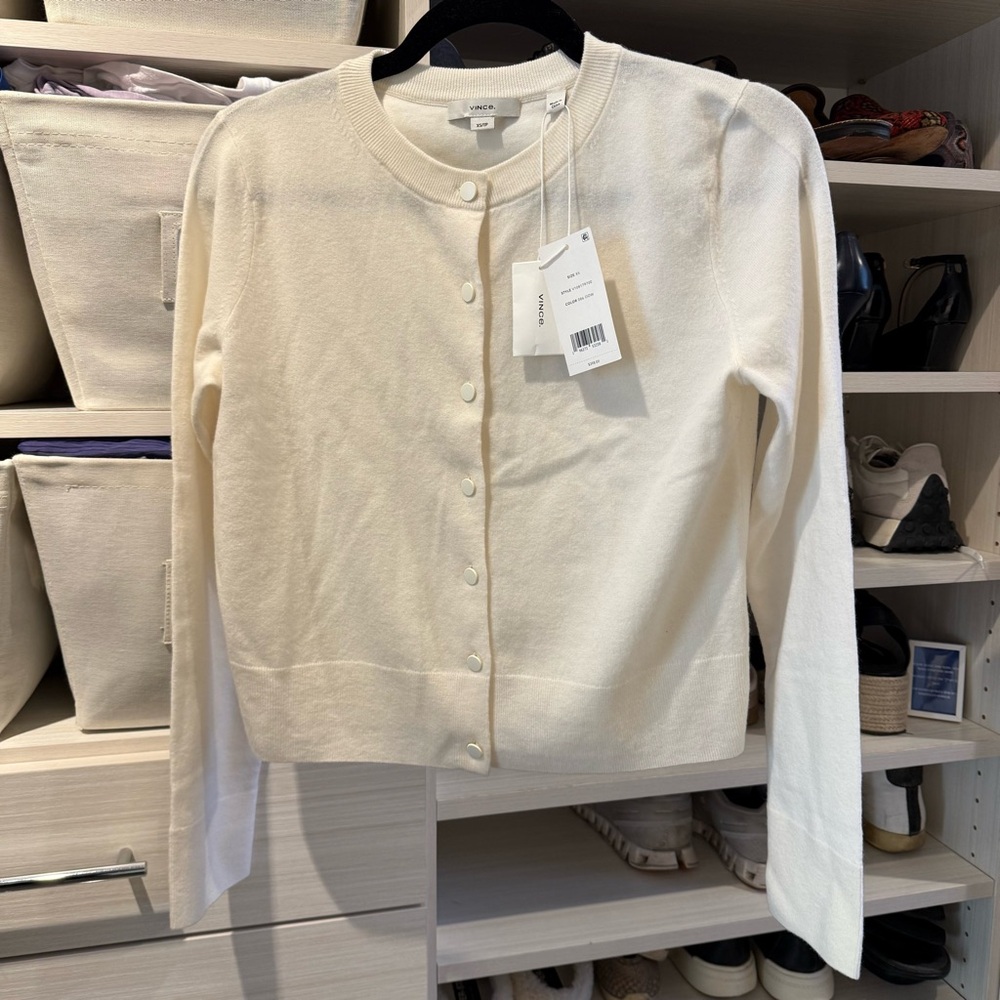 Vince Ivory Button-Front Cardigan
